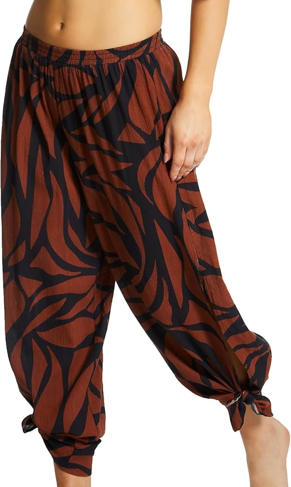 Sanctuary Women's A23807 Abstract Animal Slit Side Crop Pant Cover Up