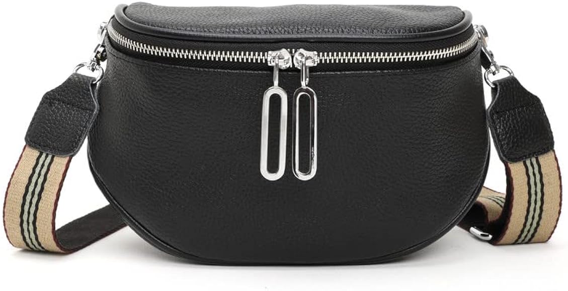 Atgbiem Riñonera Mujer Gris Oscuro Cuero Bolso Bandolera Bolsa Mujer Moda Bolso Movil con Ranura para Tarjeta De Crédito