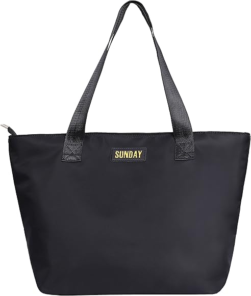 QH-Shop Bolso Tote, Mujer la Bolsa de Asas Chapoteo Impermeable Nylon Costura PU Bolso Bandolera para el Trabajo Escolar Viajes de Compras Negro/Gris