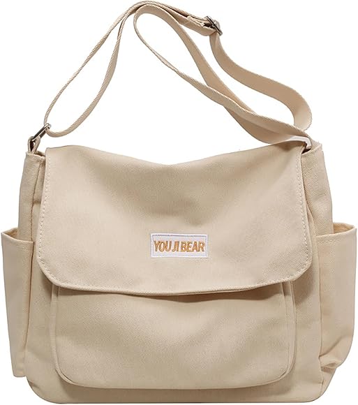 Bolso cruzado para mujeres y niñas, bolsa de mensajero de lona con cremallera, bolsa cruzada de moda con correa ancha ajustable, múltiples bolsillos, bolsa de mano para escuela, viajes, casual, diario