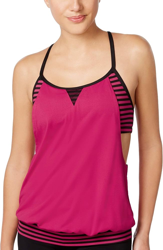 Nike Women's Laser Stripe Layered Tankini Top (Fuchsia, Small)