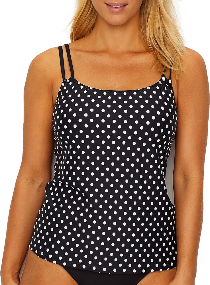 Sunsets Printed Taylor Underwire Tankini Top 40G/38H, Black/White Dot