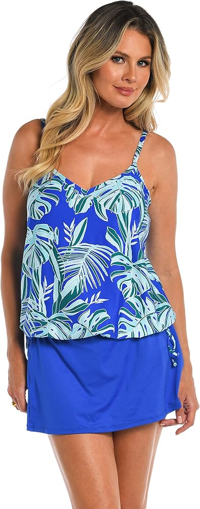 24th & Ocean Women's Standard Side Tie Tankini Swimsuit Top