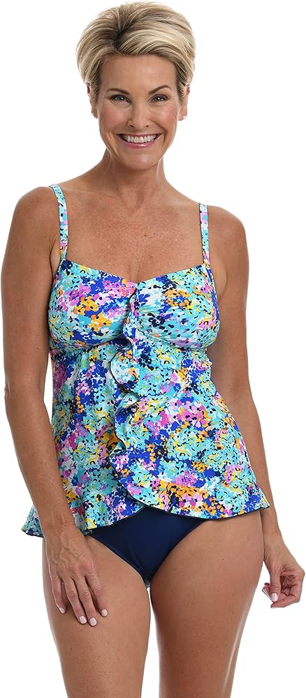 Maxine Of Hollywood Women's Ruffle Front Tankini Swimsuit Top