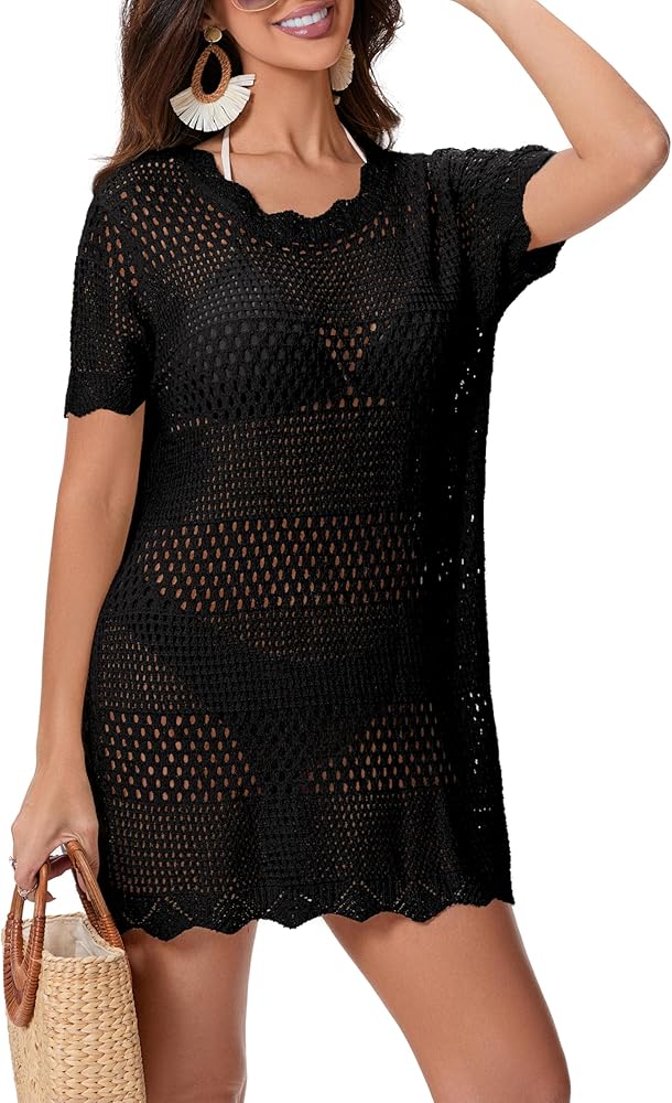 Women Swimsuit Coverup 2024 Crochet Summer Bathing Swim Cover Ups for Swimwear Pullover Beach Dress