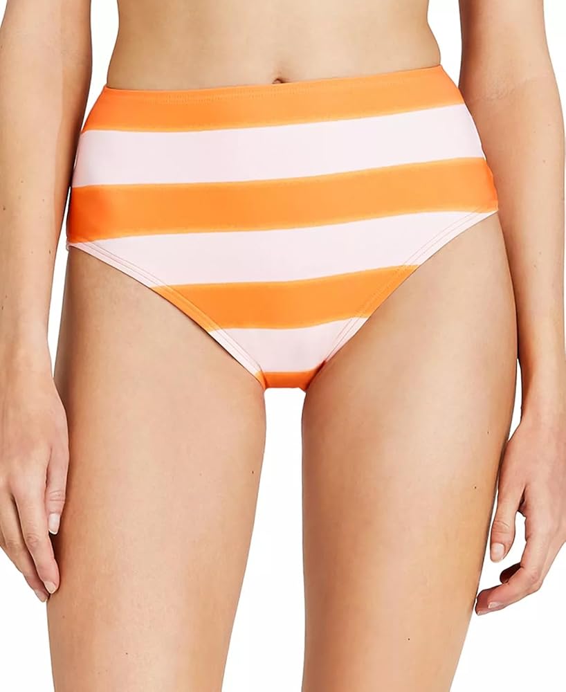 Kate Spade New York Women's High-Waist Bikini Bottoms Orange Soda Medium