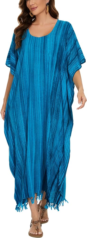 Women Stripe Caftan Kaftan Loungewear Maxi Plus Size Long Dress XL to 4X