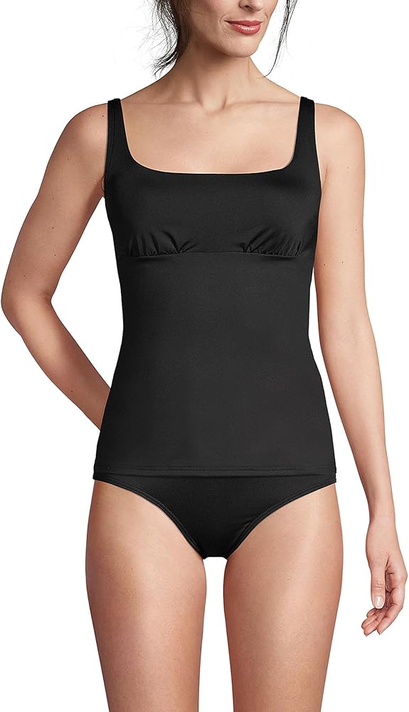 Lands' End Women's DD-Cup Chlorine Resistant Tummy Control Square Neck Underwire Tankini Swimsuit Top