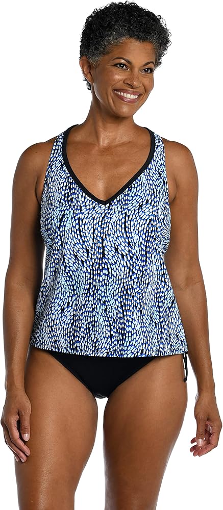 Maxine Of Hollywood Women's Standard V-neck Racer Back Tankini Swimsuit Top