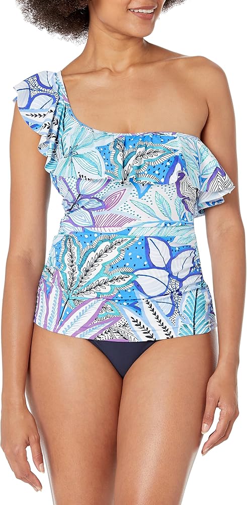 Profile by Gottex Women's Standard Tropic Boom One Shoulder Tankini