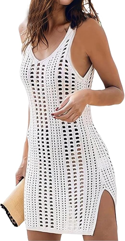 Halife Women's Swimwear Cover Ups Crochet Bathing Suit Beach Dresses Hollow Out Swimsuit Coverup