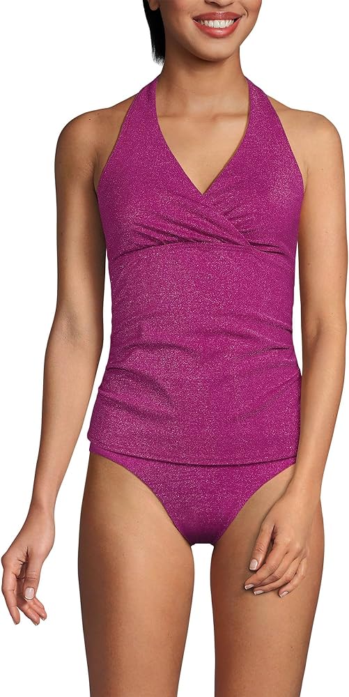 Lands' End Women's Texture V-neck Halter Tankini Swimsuit Top