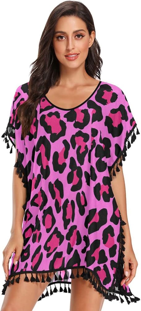 Leopard Zebra Bathing Suit Cover Ups for Women Beach Swimsuit Cover up Bikini Coverups