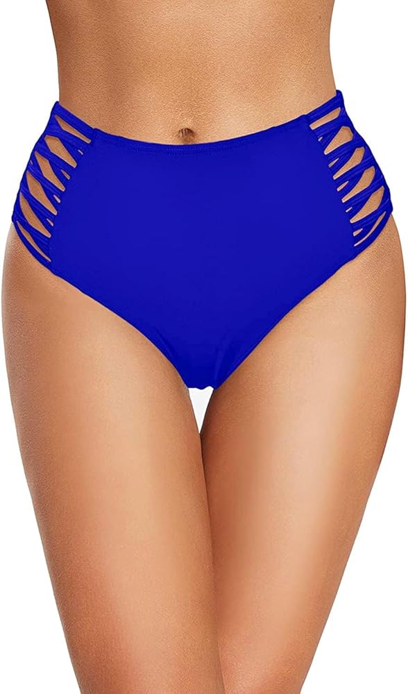 Holipick Women High Waisted Bikini Bottoms Tummy Control Swimsuit Bottoms Strappy Swim Bottom