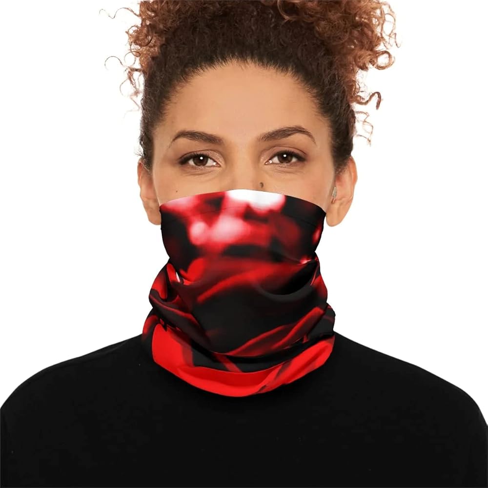 Neck Gaiter For Women Girls Men - Multi-Purpose - UPF 50+ UV Sun Protection -Face Cover Buff Bandana Head Cover Red Rose M