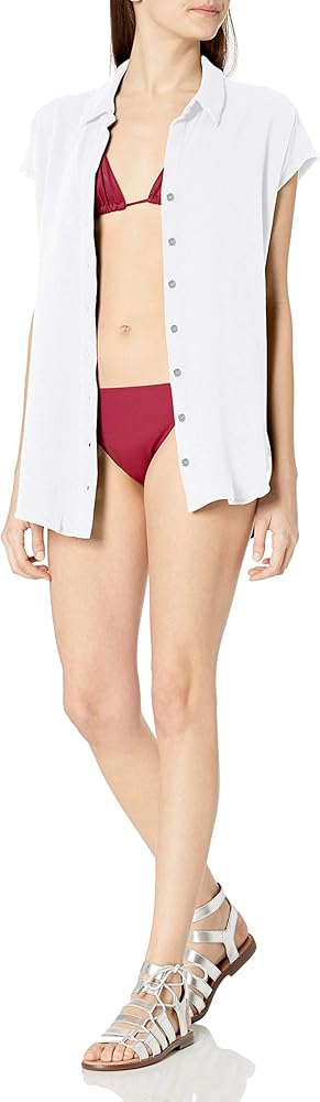 Seafolly Women's Standard Button Front Sleeveless Beach Short Cover Up