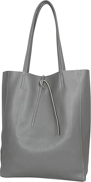 AmbraModa GL032 - Bolso de piel italiana, bolso de mujer, shopper, bolso de kombro con bolsito interior de piel de vacuno granulada