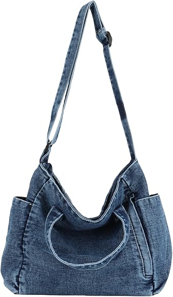 Jywmsc Bolso de Mano de Mezclilla para Mujer,Bolso de Mano de Lona con Cremallera,Bolsos de Hombro Tipo Bandolera Casuales de Gran Capacidad Monederos de Mezclilla