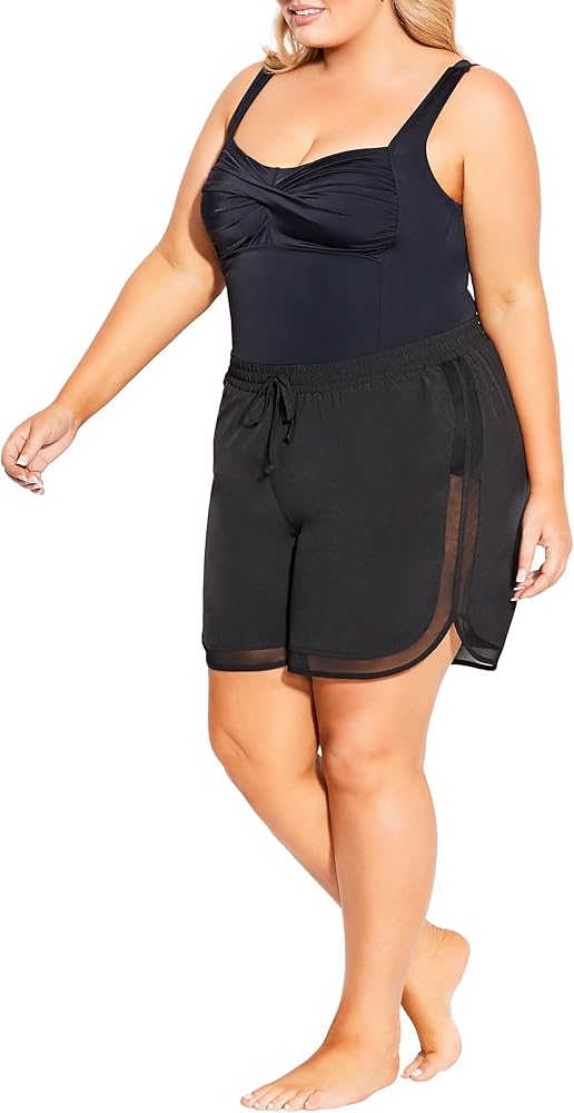 Avenue Plus Size Board Short LL in Black, Size 24