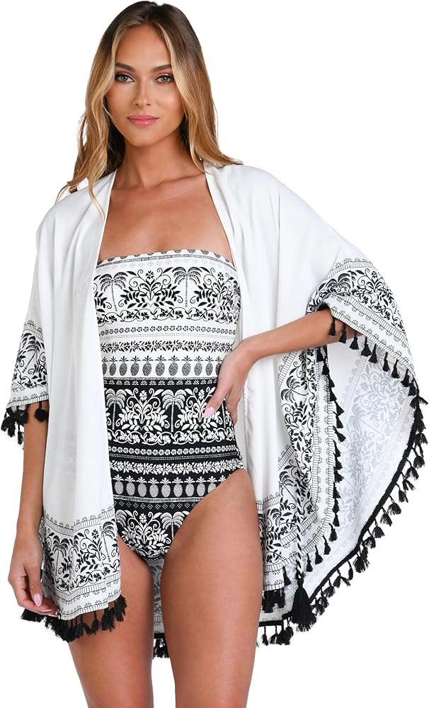 Sunshine 79 Women's Standard Kimono Swimsuit Cover Up, Ivory//Ivory Coast