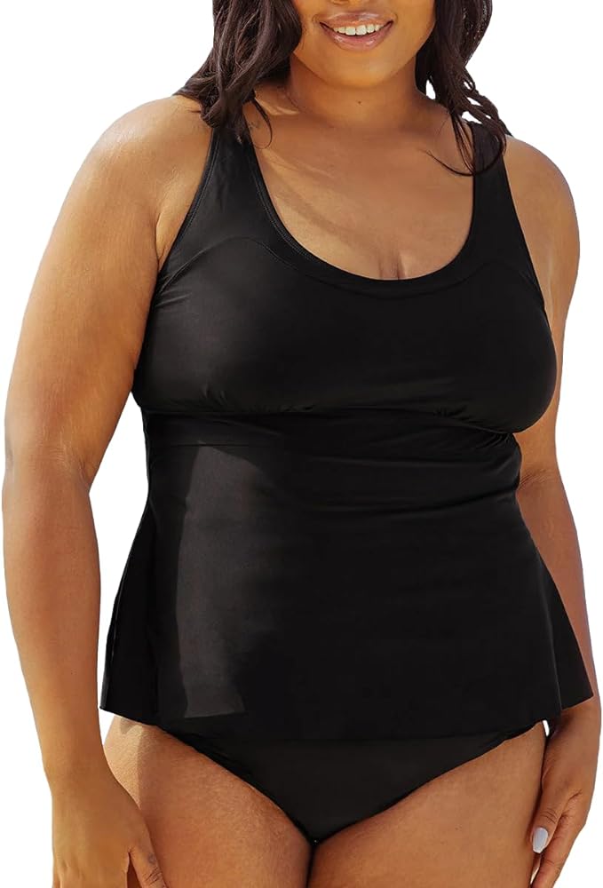 SHAPERMINT Essentials Adjustable Strap Wire-Free Tankini - Swimwear for Women from Small to Plus Size