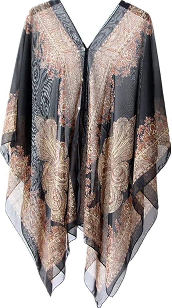 Womens Cover Ups Chiffon Kimono Shawl Cardigan Boho Beach Swimwear Capes 160cm x 100cm(63" x 39")