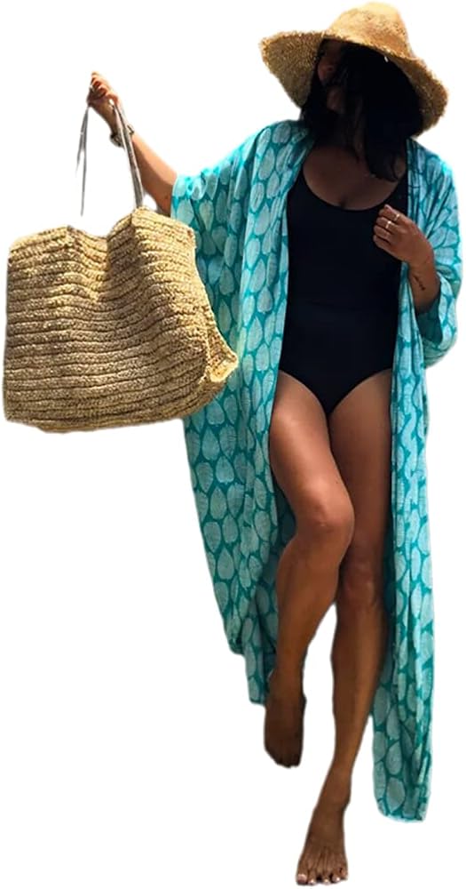 Women's Long Beach Kimono Cardigan Open Front Bikini Swimsuit Cover Ups…