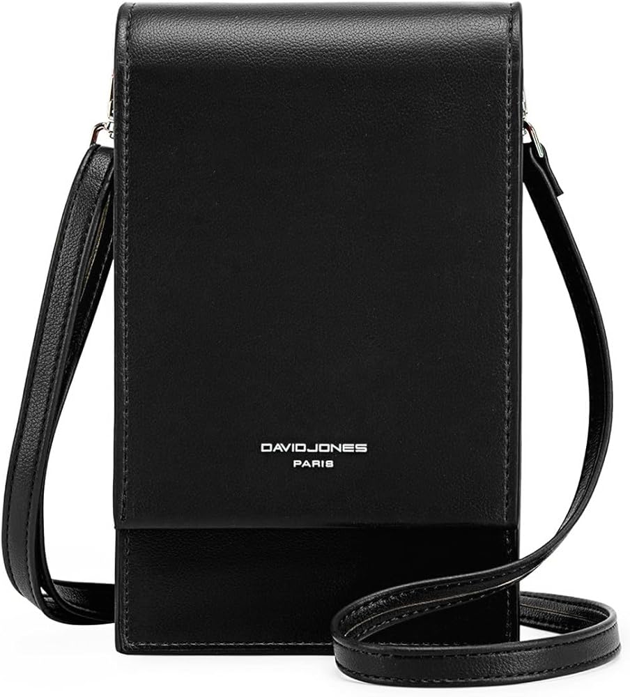 David Jones – Bolso bandolera para teléfono móvil para mujer, pequeño bolso de mano para hombro – Mini bolsa de piel sintética de cocodrilo – Ciudad Trabajo viaje noche, Negro 2., talla única,