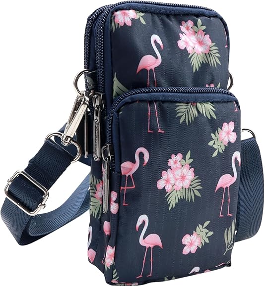 Bolso Bandolera Mujer Pequeño de Nylon, 17×9×6cm Porta Pasaporte de Viaje con Correa para el Hombro Desmontable, Cartera con Compartimentos Múltiples, Bolso de Brazo, para Viajes Deportes Uso Diario