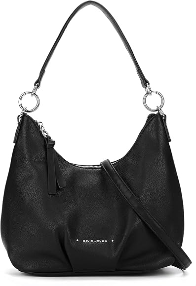 David Jones - Bolso de Hombro Mujer - Bolso Bandolera Cruzado Piel Sintética Señora - Bolso de Mano Cuero PU Ciudad Moda - Embrague Elegante Mensajero Crossbody Bag - Negro