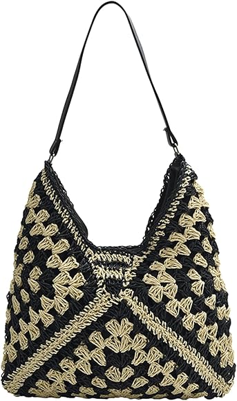 ibalulu Bolso de Hombro de Paja Mujeres Bolso de Mano Con Asa Bolsa De Playa Bolsos de Mimbre Bolso Everything Diseñador de Bolsos de Playa de Verano Vacaciones Diarias de Verano