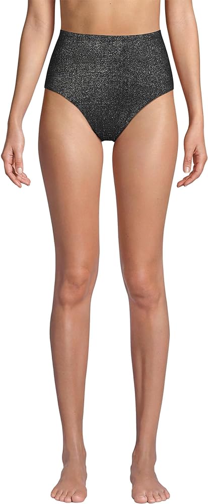 Lands' End Women's Chlorine Resistant Shine High Waisted Bikini Bottoms