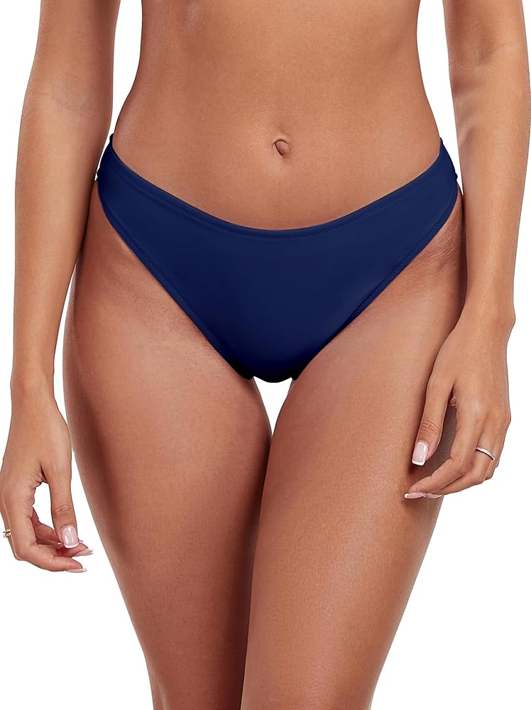 Ocean Blues Women's Cheeky High Leg Bikini Bottom Mid Rise Swim Bottom