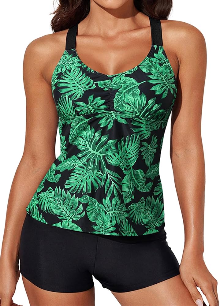 Aleumdr Womens Printed Strappy Racerback Swim Tankini Top Only No Bottom S - XXXL