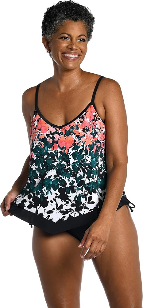 Maxine Of Hollywood Women's V-Neck Flutter Tankini Swimsuit Top