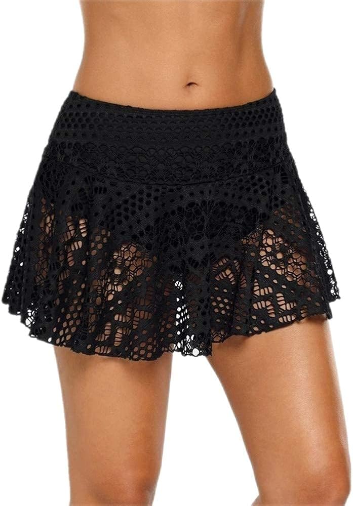 Women's Lace Crochet Skirted Bikini Bottom Swimsuit Short Skort Swimdress