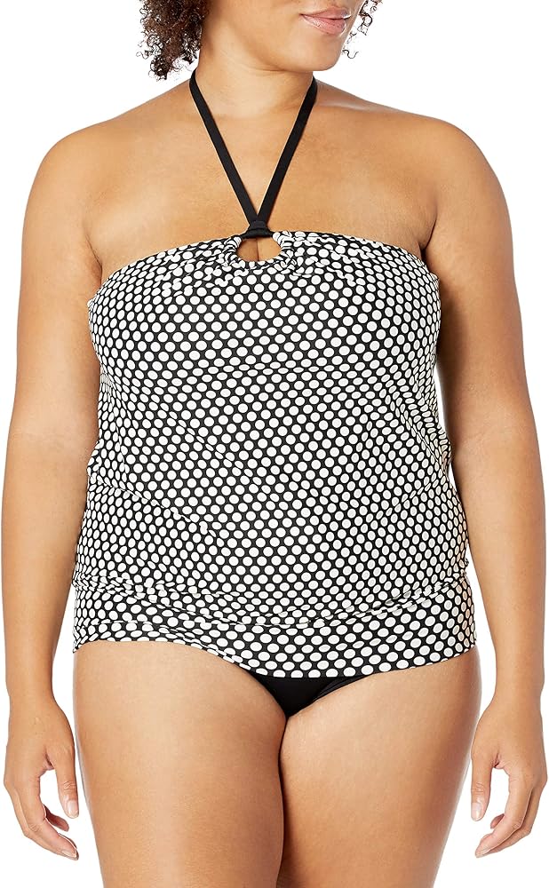 COCO REEF Women's Maven HIGH Neck Bra Sized Tankini, Castaway Black 006, 34C