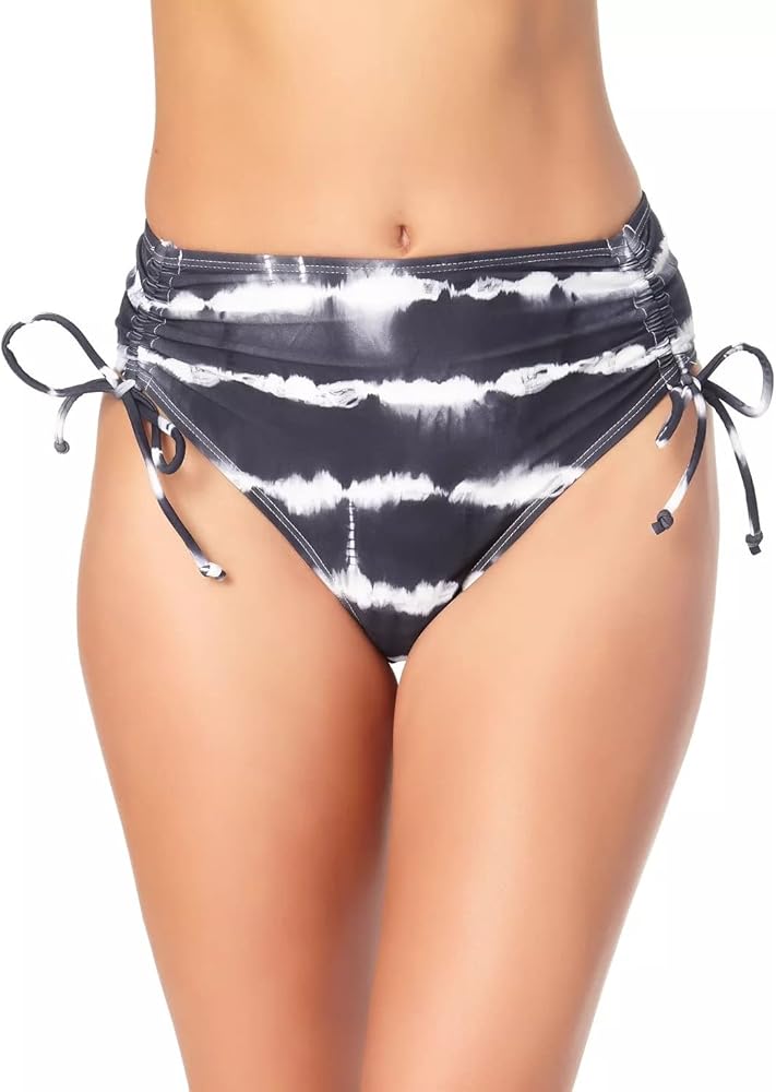 Juniors' Tie-Dyed High-Waist Bikini Bottoms Black Medium