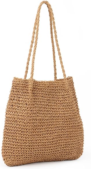 Jywmsc Bolsos de Playa de Paja para Mujer, Bolso de Mano Tejido de Verano, Bolso de Playa Grande para Vacaciones