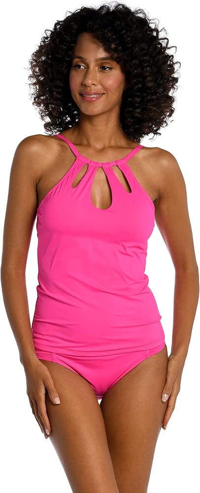 La Blanca Women's Island Goddess High Neck Keyhole Tankini Swimsuit Top