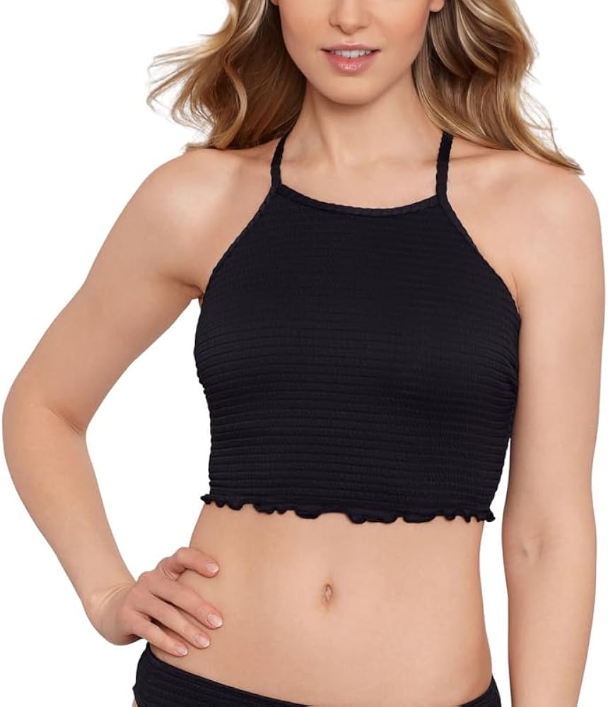 Women's Seersucker Lace-Up Tankini Top