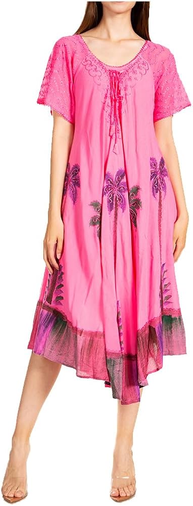 Sakkas Kai Palm Tree Caftan Tank Dress/Cover Up