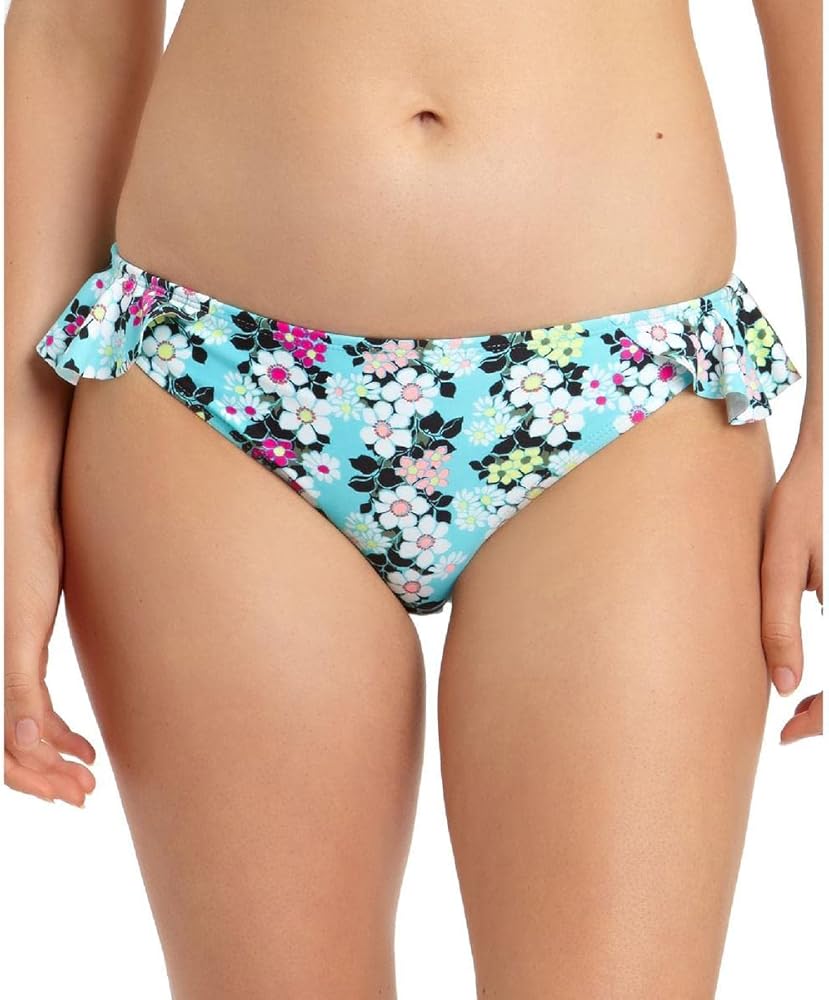 Womens Floral Ruffled Swim Bottom Separates Blue XL