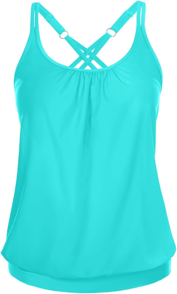 Yonique Blouson Tankini Tops for Women Swimwear Top Only Modest Tankini Tops Loose Fit Swim Tops No Bottom