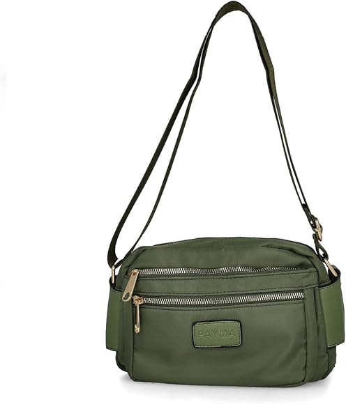 PAYMA - Bolso Bandolera de Mujer Impermeable. Bolso de Hombro Crossbody. Bolsillos Interiores y Exteriores con Cremallera. Uso Diario, Viaje, Deporte. Negro, Azul, Verde Militar, Kaki y Rosa