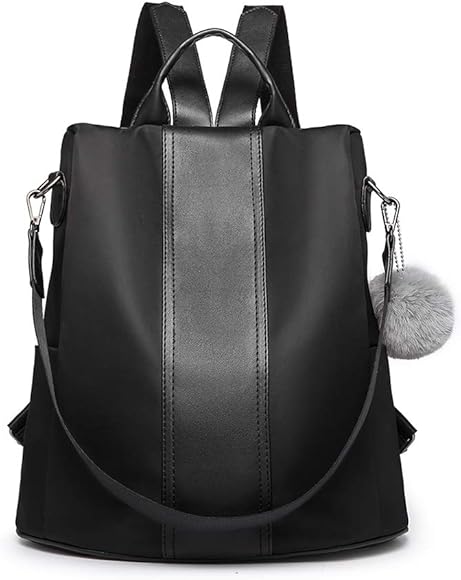 Miss Lulu Mochila Mujer, Antirrobo Mujer Bolsa, Mochilas Escolares Casual de Nylon Impermeable Elegante Bolsos duraderos para Señoras (Negro)