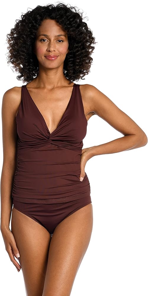 Over the Shoulder Twist Front Tankini Swimsuit Top