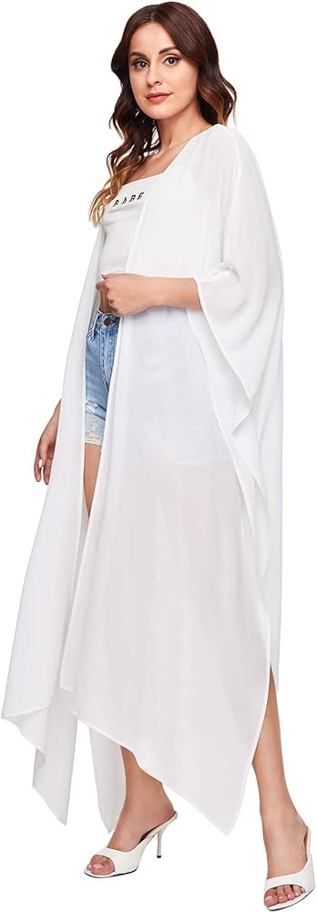 SweatyRocks Women's Flowy Kimono Cardigan Open Front Maxi Dress