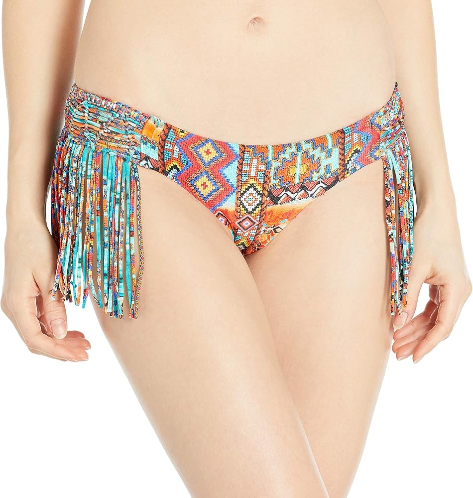 Luli Fama Women's Wild and Free Weave Fringed Bikini Bottom