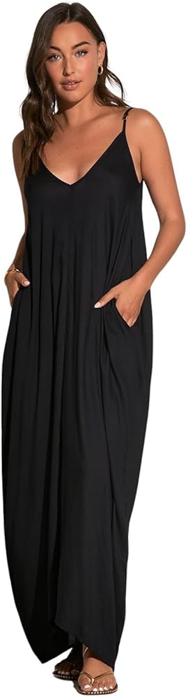 Elan Womens Double V Sheer Maxi Dress